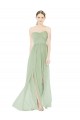 Strapless Draped Bodice Evening Dress / Bridesmaid Maxi Dress with Front Slits UK