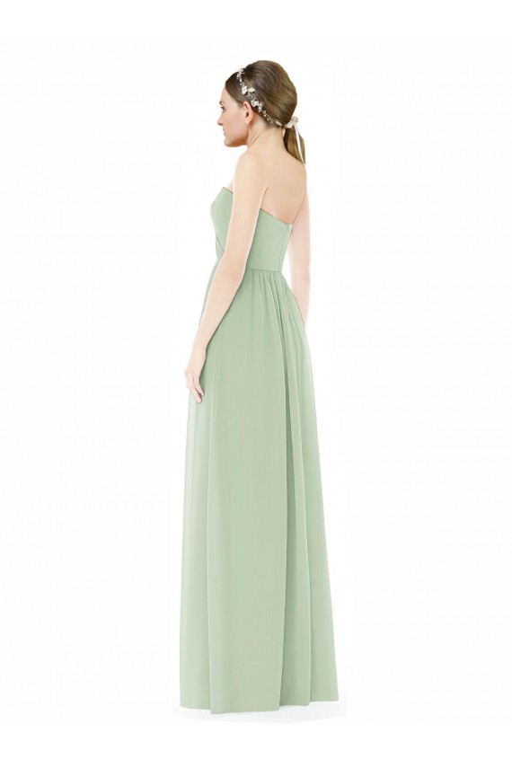 Strapless Draped Bodice Evening Dress / Bridesmaid Maxi Dress with Front Slits UK