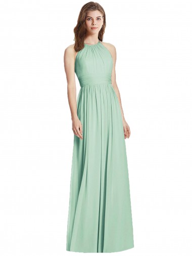 Cutout Open Back Shirred Halter Bridesmaid Dress / Maxi Dress UK