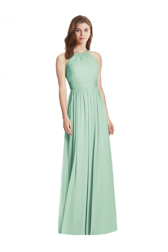 Cutout Open Back Shirred Halter Bridesmaid Dress / Maxi Dress UK