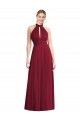 High-Neck Open Back Shirred Halter Maxi Dress UK