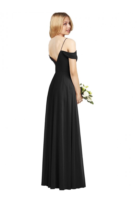 Cold Shoulder V-Back Chiffon Bridesmaid Dress / Maxi Dress UK