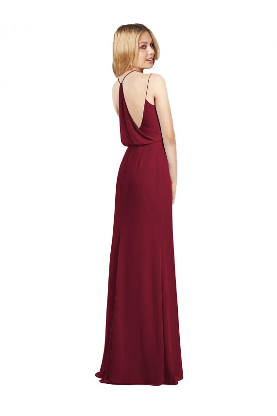 Full Length Draped Blouson Back Chiffon Bridesmaid Dress / Maxi Dress UK