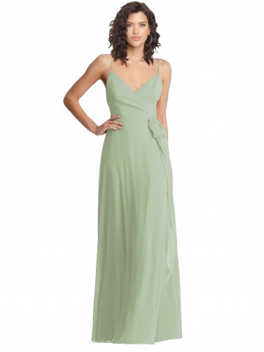 V-Neck Low Back Wrap Chiffon Formal Maxi Dress UK