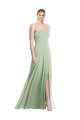 Sleek Spaghetti Straps Low Back Square Neck Chiffon Evening Dress / Maxi Dress UK