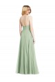 Sleek Spaghetti Straps Low Back Square Neck Chiffon Evening Dress / Maxi Dress UK