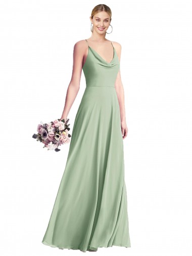 Cowl Neck Criss Cross Back Chiffon Bridesmaid Dress / Maxi Dress UK