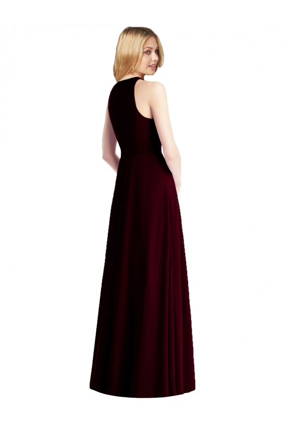 Sleeveless Halter Chiffon Bridesmaid Dress / Maxi Dress UK