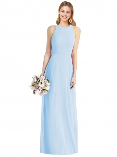Sleeveless Halter Chiffon Bridesmaid Dress / Maxi Dress UK