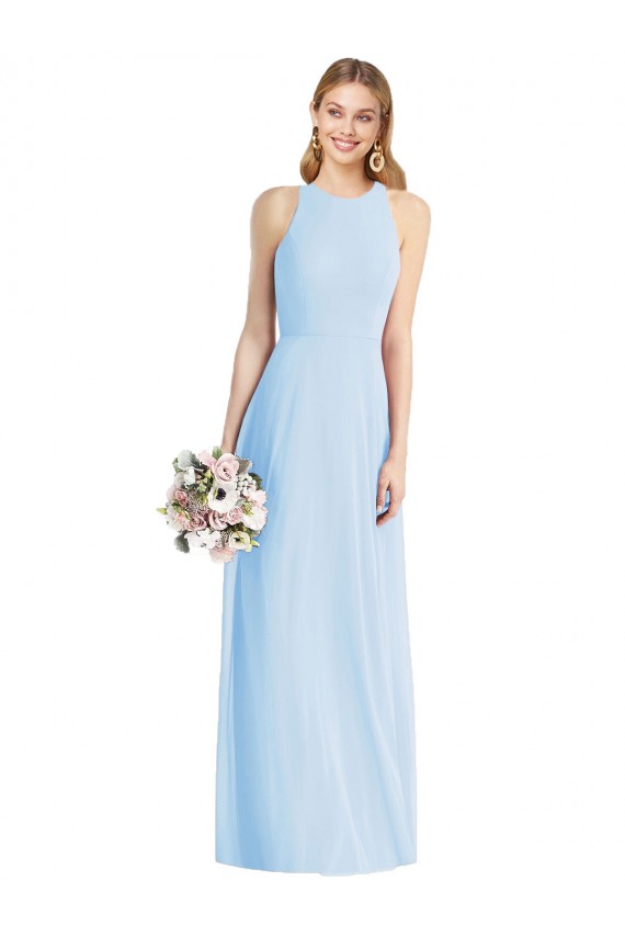 Sleeveless Halter Chiffon Bridesmaid Dress / Maxi Dress UK
