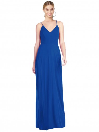 Criss Cross Back A-Line Chiffon Evening Dress / Bridesmaid Maxi Dress UK