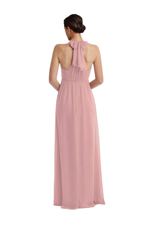 Empire Waist Long Halter Evening Dress / Bridesmaid Maxi Dress UK