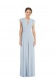 Flutter Sleeve V Keyhole Chiffon Formal Evening Dress / Maxi Dress UK