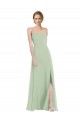 Scoop Neck Tie Strap Evening Dress / Bridesmaid Maxi Dress with Front Slit UK