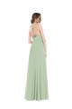 Scoop Neck Tie Strap Evening Dress / Bridesmaid Maxi Dress with Front Slit UK
