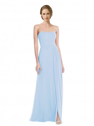 Strapless Sweetheart Evening Dress / Bridesmaid Maxi Dress with Pleated Front Slit UK