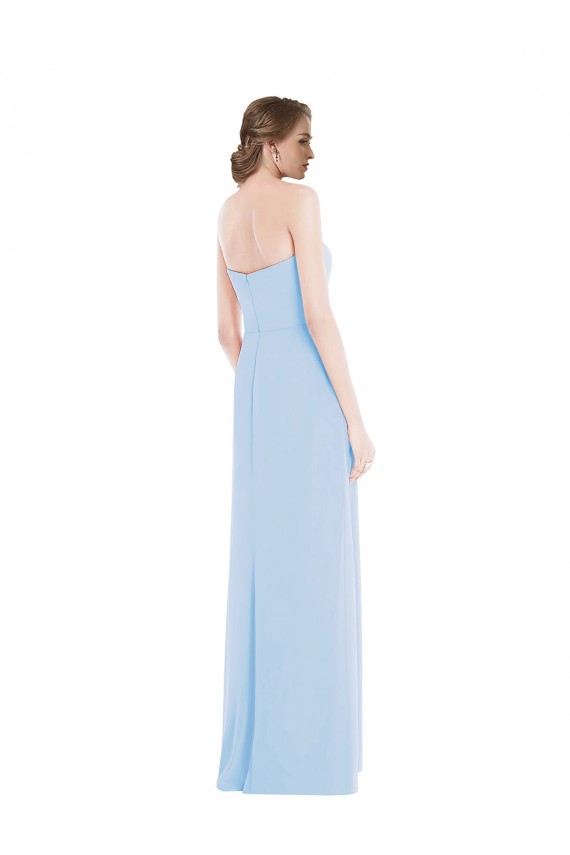 Strapless Sweetheart Evening Dress / Bridesmaid Maxi Dress with Pleated Front Slit UK
