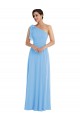 Draped One Shoulder Evening Dress / Bridesmaid Maxi Dress with Scarf Bow UK