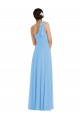 Draped One Shoulder Evening Dress / Bridesmaid Maxi Dress with Scarf Bow UK