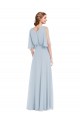 V-Neck Split Sleeves Blouson Bodice Evening Dress / Bridesmaid Maxi Dress UK