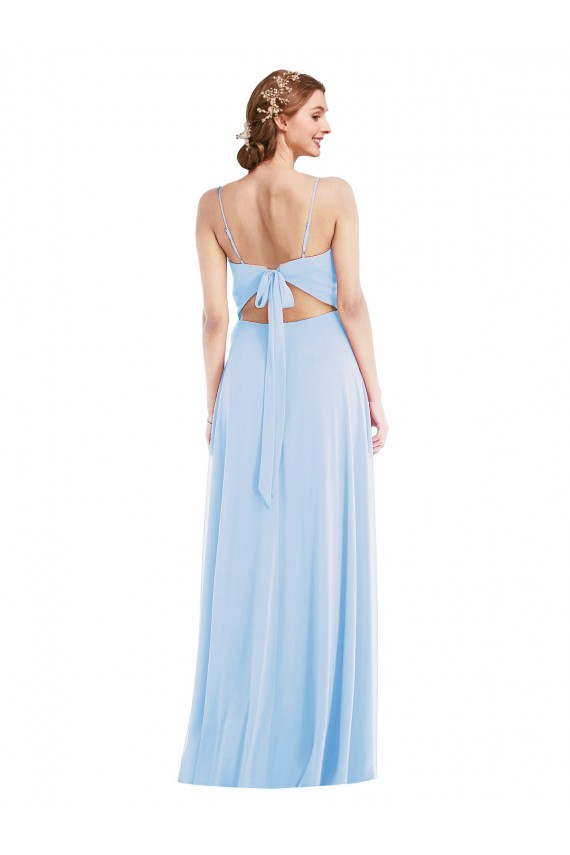 Tie Back Cutout Formal Evening Dress / Maxi Dress with Front Slit UK