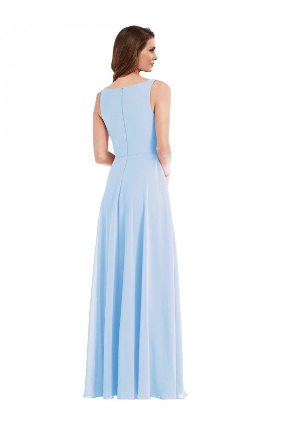 Deep V-Neck Chiffon Evening Dress / Bridesmaid Maxi Dress UK