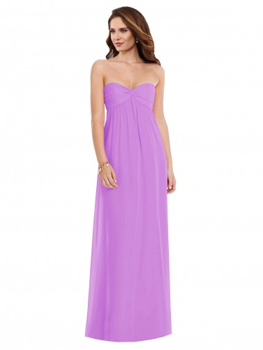 Empire Waist Twist Shirred Strapless Maxi Dress UK