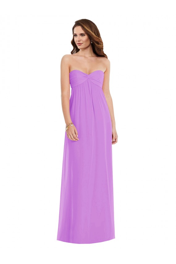 Empire Waist Twist Shirred Strapless Maxi Dress UK