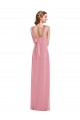 Draped Chiffon Grecian Column Maxi Dress with Front Slit UK