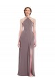 Diamond Halter Formal Evening Dress / Maxi Dress with Front Slit UK