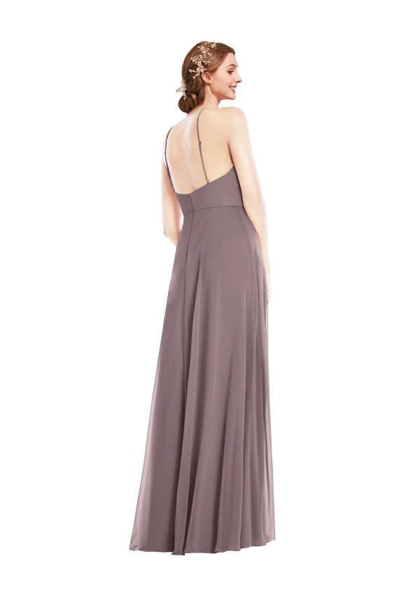 Diamond Halter Formal Evening Dress / Maxi Dress with Front Slit UK