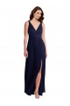 Deep V-Neck Chiffon Evening Dress / Bridesmaid Maxi Dress with Front Slit UK