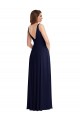 Deep V-Neck Chiffon Evening Dress / Bridesmaid Maxi Dress with Front Slit UK