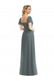 Puff Sleeves Chiffon Evening Dress / Bridesmaid Maxi Dress with Front Slit UK