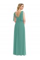 Plunge Neckline Bow Shoulder Chiffon Evening Dress / Bridesmaid Maxi Dress UK