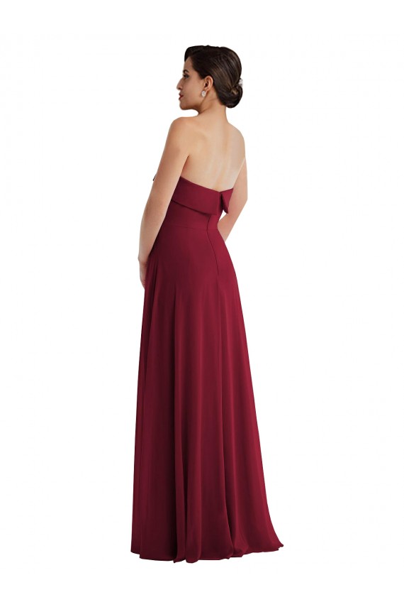 Cuffed Strapless Formal Evening Dress / Maxi Dress with Front Slit UK