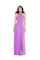 Halter Backless Formal Maxi Dress with Button Ruffle Placket UK