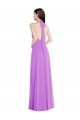 Halter Backless Formal Maxi Dress with Button Ruffle Placket UK