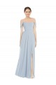 Off the Shoulder Basque Neck Evening Dress / Bridesmaid Maxi Dress with Flounce Sleeves UK