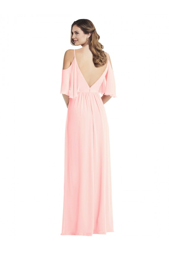 Cold Shoulder Draped Wrap Evening Dress / Bridesmaid Maxi Dress UK