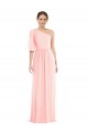One Shoulder Bell Sleeves Chiffon Evening Dress / Bridesmaid Maxi Dress UK