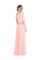 One Shoulder Bell Sleeves Chiffon Evening Dress / Bridesmaid Maxi Dress UK