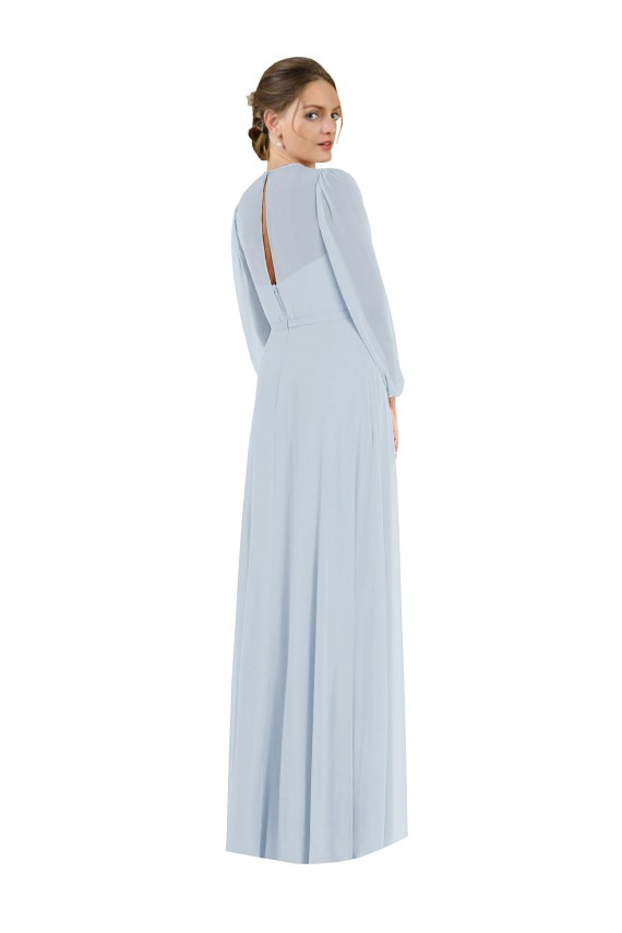 Strapless Chiffon Formal Evening Dress / Maxi Dress with Puff Sleeve Blouson Overlay UK