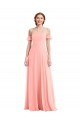 Off the Shoulder Ruffle Cuff Sleeve Chiffon Evening Dress / Bridesmaid Maxi Dress UK