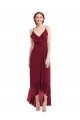 Ruffle Trimmed V-Neck High Low Wrap Chiffon Maxi Evening Dress UK