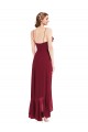 Ruffle Trimmed V-Neck High Low Wrap Chiffon Maxi Evening Dress UK