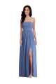 Slim Spaghetti Straps Chiffon Maxi Dress with Front Slit UK
