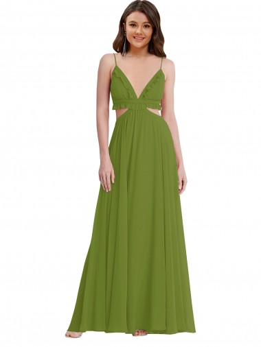 Ruffled Chiffon Cutout Evening Dress / Maxi Dress UK