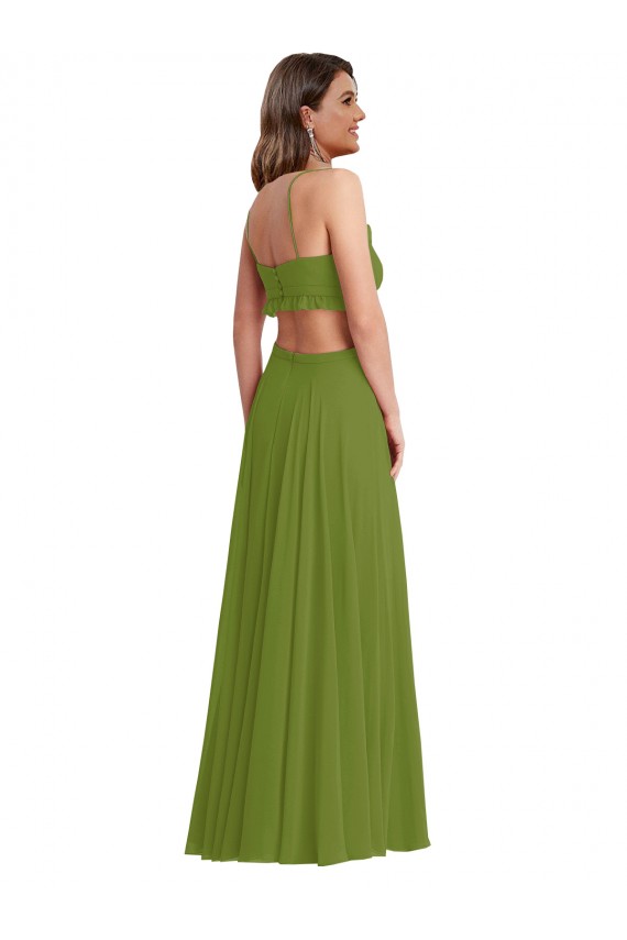 Ruffled Chiffon Cutout Evening Dress / Maxi Dress UK