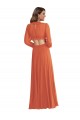 High Low Ruffled Long Chiffon Cutout Bishop Sleeves Bridesmaid Dress / Maxi Dress UK